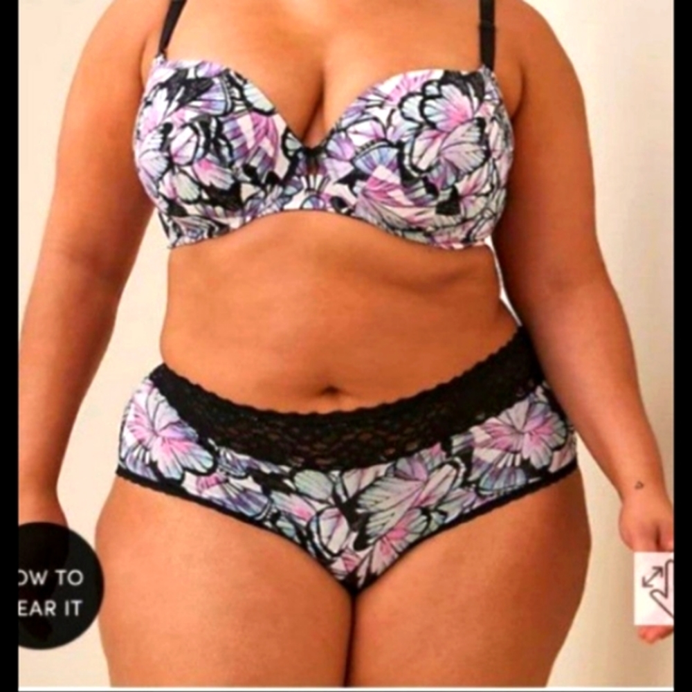NWT Torrid 5X(28W) Second Skin Butterfly Print Cheeky Panty with Lace Trim NWT